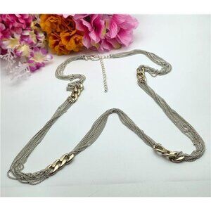 Premier Designs Gold Silver Two Tone Long Chain Necklace 38" Adjustable